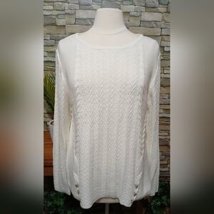 NOTATIONS‎ Cozy Knit Sweater Ivory Acrylic XL